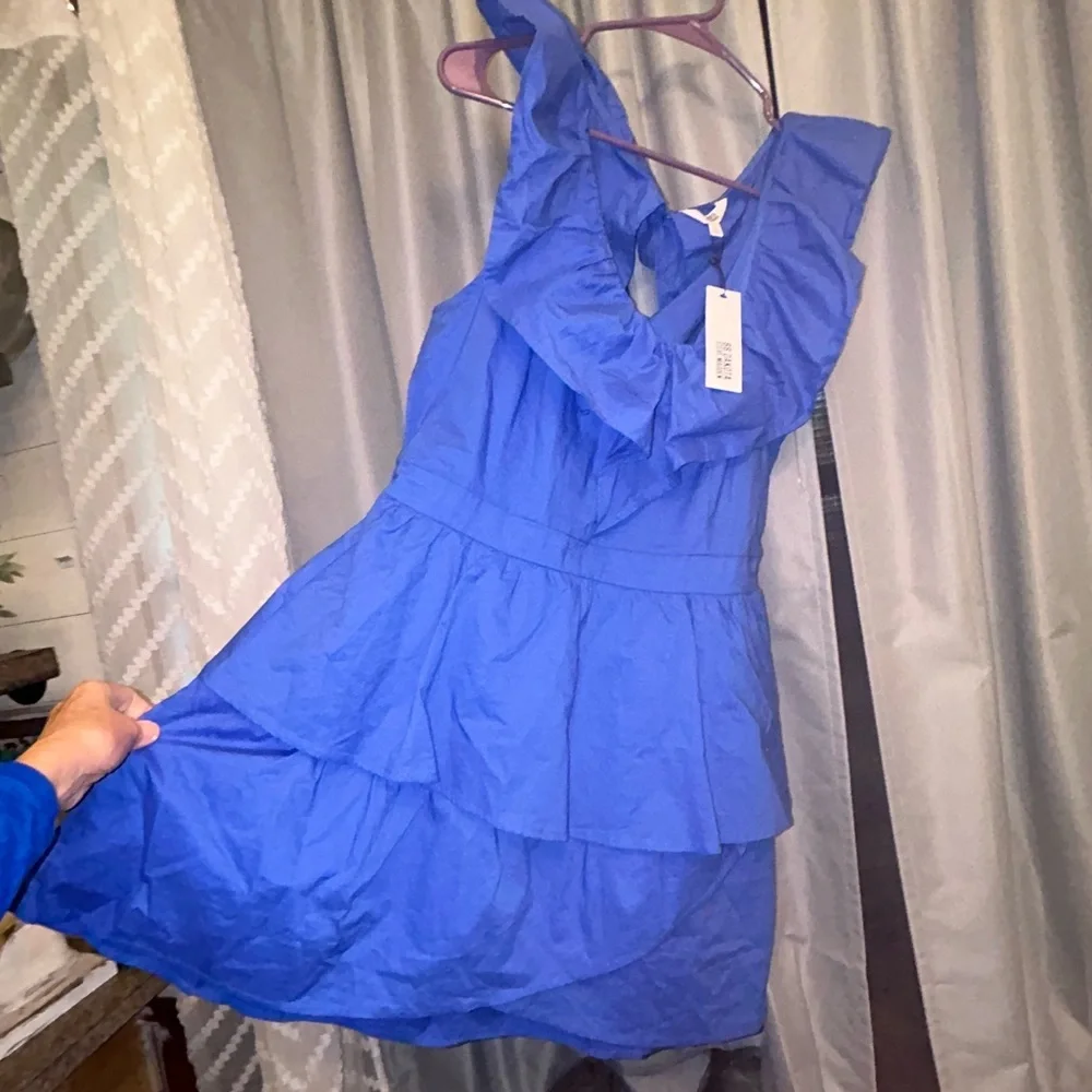 NEW BB DAKOTA summer sunset dress in amparo blue L #62